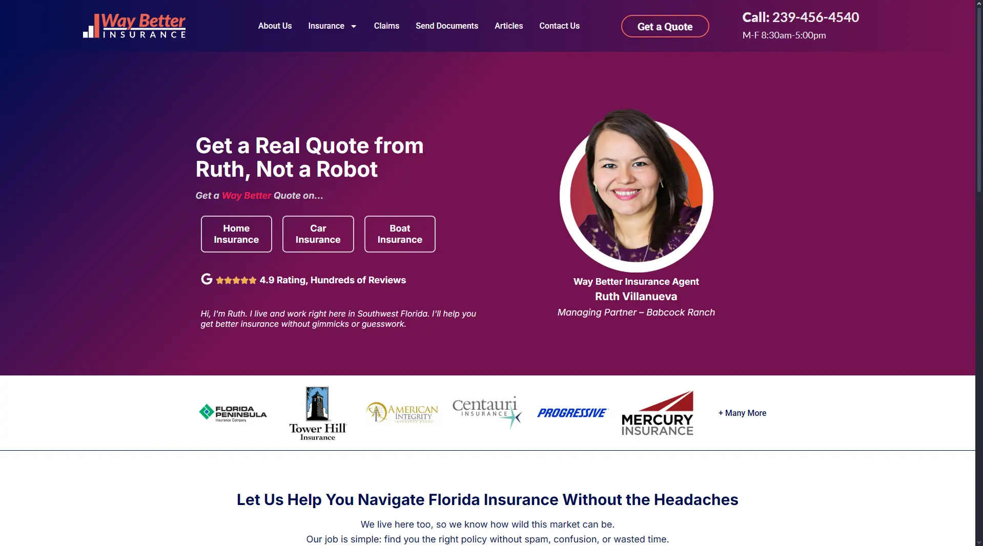 Way Better Insurance website screenshot
